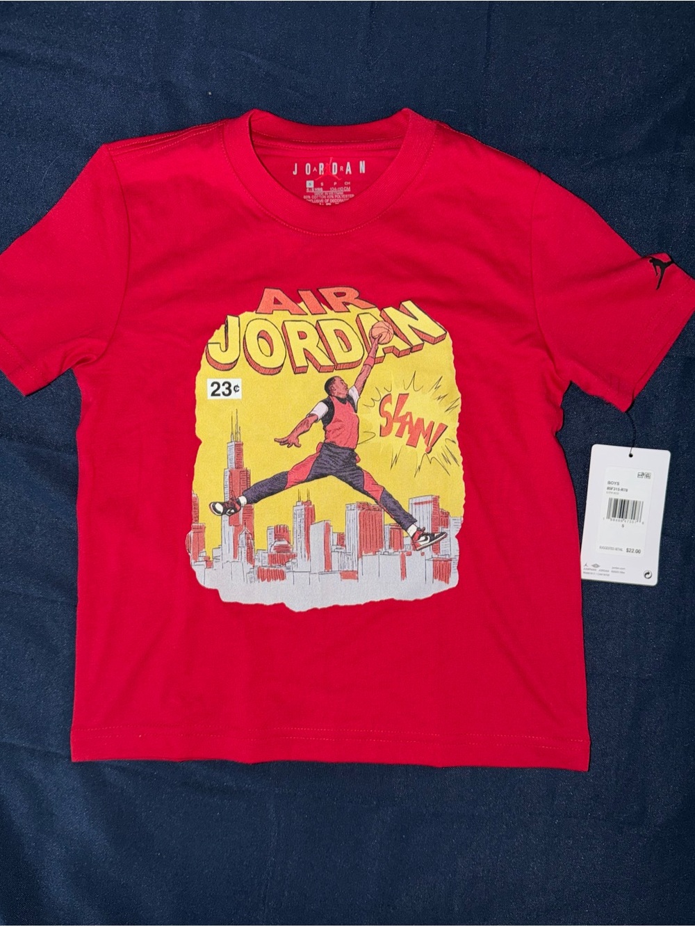 Jordan Air Jordan “Slam!” Graphic Tee Boys Size 5 (4-5Y) NWT Gym Red